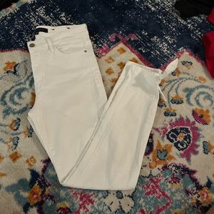 white jeans with ties at end